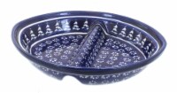 Blue Rose Polish Pottery Winter Nights Large Divided Dish