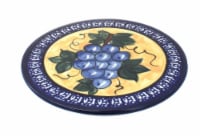 Blue Rose Polish Pottery Grapes Trivet with Cobalt Trim