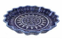 Blue Rose Polish Pottery Winter Nights Quiche Dish Perspective: Main