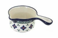 Blue Rose Polish Pottery Mosaic Flower Sauce Pot