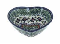 Blue Rose Polish Pottery Mosaic Flower Small Heart Bowl