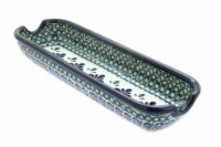 Blue Rose Polish Pottery Mosaic Flower Corn on the Cob Plate