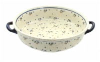 Blue Rose Polish Pottery Country Meadow Round Casserole with Handles
