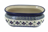 Blue Rose Polish Pottery Mosaic Flower Small Planter