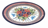 Blue Rose Polish Pottery Floral Butterfly Large Round Platter