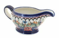 Blue Rose Polish Pottery Floral Butterfly Gravy Boat