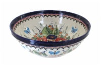 Blue Rose Polish Pottery Floral Butterfly Large Serving Bowl