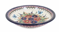 Blue Rose Polish Pottery Floral Butterfly Soup Plate