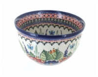 Blue Rose Polish Pottery Floral Butterfly Small Mixing Bowl