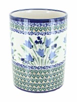Blue Rose Polish Pottery Blue Tulip Utensil Jar
