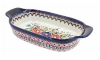 Blue Rose Polish Pottery Floral Butterfly Rectangular Serving Dish