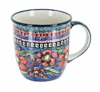 Blue Rose Polish Pottery Jungle Flower Plain Coffee Mug