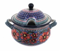 Blue Rose Polish Pottery Jungle Flower Soup Tureen