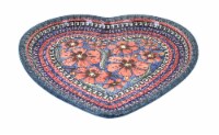 Blue Rose Polish Pottery Jungle Flower Heart Plate