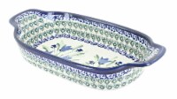 Blue Rose Polish Pottery Blue Tulip Rectangular Serving Dish
