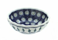 Blue Rose Polish Pottery Peacock Small Scallop Dish