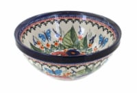Blue Rose Polish Pottery Floral Butterfly Small Serving Bowl