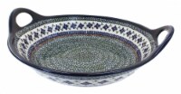 Blue Rose Polish Pottery Mosaic Flower Large Deep Bowl with Handles