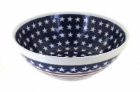 Blue Rose Polish Pottery Stars & Stripes Large Serving Bowl