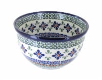 Blue Rose Polish Pottery Mosaic Flower Small Mixing Bowl