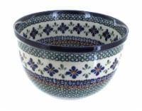 Blue Rose Polish Pottery Mosaic Flower Medium Mixing Bowl