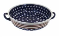Blue Rose Polish Pottery Stars & Stripes Round Casserole with Handles