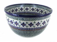Blue Rose Polish Pottery Mosaic Flower Large Mixing Bowl