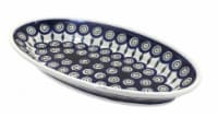 Blue Rose Polish Pottery Peacock Small Oval Platter