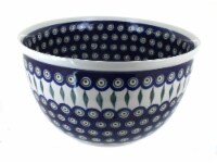 Blue Rose Polish Pottery Peacock Large Mixing Bowl