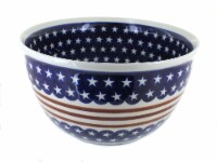Blue Rose Polish Pottery Stars & Stripes Large Mixing Bowl