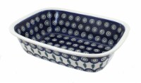 Blue Rose Polish Pottery Peacock Loaf Baker