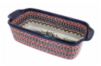 Blue Rose Polish Pottery Floral Butterfly Loaf Baker