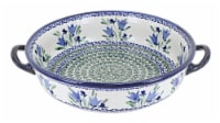 Blue Rose Polish Pottery Blue Tulip Round Casserole with Handles