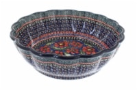 Blue Rose Polish Pottery Jungle Flower Large Scallop Bowl