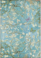 Stamperia Rice Paper Sheet A4-Blossom Blue Background W/Butterfly, Ate