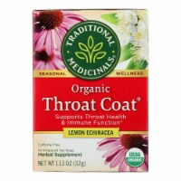 Traditional Medicinals Organic Lemon Echinacea Throat Coat Herbal Tea-16 Tea Bags - Case of 6