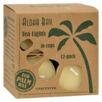 Aloha Bay - Palm Wax Tea Lights with Aluminum Holder Cream - 12 Candles - Pack of 3