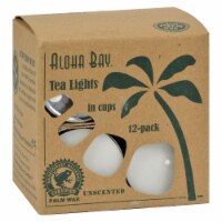 Aloha Bay - Palm Wax Tea Lights with Aluminum Holder - 12 Candles - Pack of 3