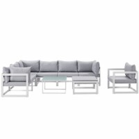 Ergode Fortuna 9 Piece Outdoor Patio Sectional Sofa Set - White Gray