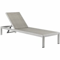 Ergode Shore Outdoor Patio Aluminum Rattan Chaise - Silver Brown Gray