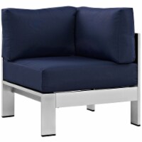 Ergode Shore Outdoor Patio Aluminum Corner Sofa - Silver Navy