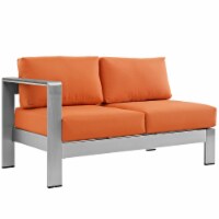Ergode Shore Left-Arm Corner Sectional Outdoor Patio Aluminum Loveseat - Silver Orange