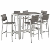 Ergode Shore 7 Piece Outdoor Patio Aluminum Dining Set - Silver Gray