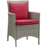 Ergode Conduit Outdoor Patio Wicker Rattan Dining Armchair - Light Gray Red