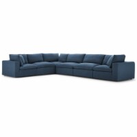 Ergode Commix Down Filled Overstuffed 6 Piece Sectional Sofa Set - Azure