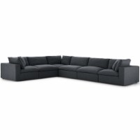 Ergode Commix Down Filled Overstuffed 6 Piece Sectional Sofa Set - Gray