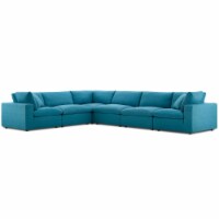 Ergode Commix Down Filled Overstuffed 6 Piece Sectional Sofa Set - Teal