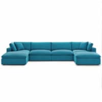 Ergode Commix Down Filled Overstuffed 6 Piece Sectional Sofa Set - Teal