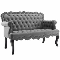 Ergode Viola Chesterfield Button Tufted Loveseat Performance Velvet Settee - Gray