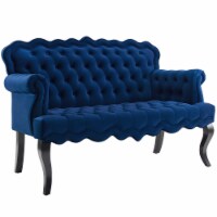 Ergode Viola Chesterfield Button Tufted Loveseat Performance Velvet Settee - Navy